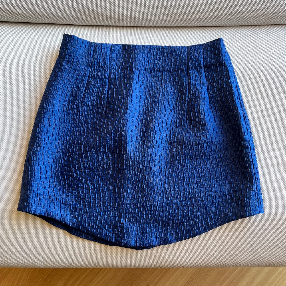 Zara Navy Textured Mini Skirt